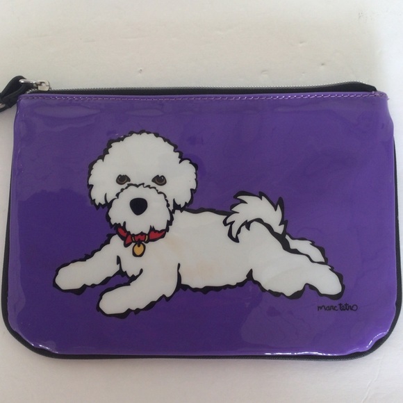 MARC TETRO PURPLE BICHON FRISE WRISTLET CLUTCH - Picture 2 of 13